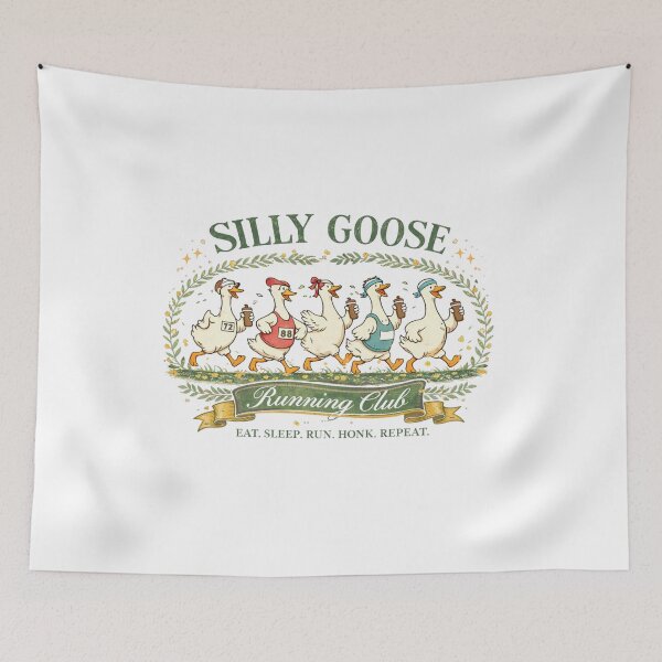Item preview, Silly Goose Running Club – Colorful Fun Runner Geese Illustration designed and sold by smilup.
