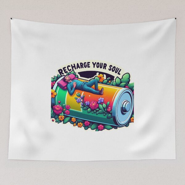Item preview, Recharge Your Soul Self Care Battery Illustration designed and sold by Moulats.