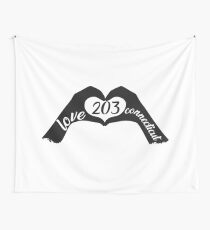 LOVE 203 CONNECTICUT - HEART SHAPED HANDS WITH 203 AREA CODE IN THE CENTER Wall Tapestry