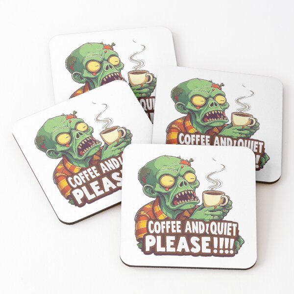 Item preview, A funny zombie with a cup of coffee and the big phrase COFFEE AND QUIET PLEASE!!!! designed and sold by Giulivo Store Graphic.