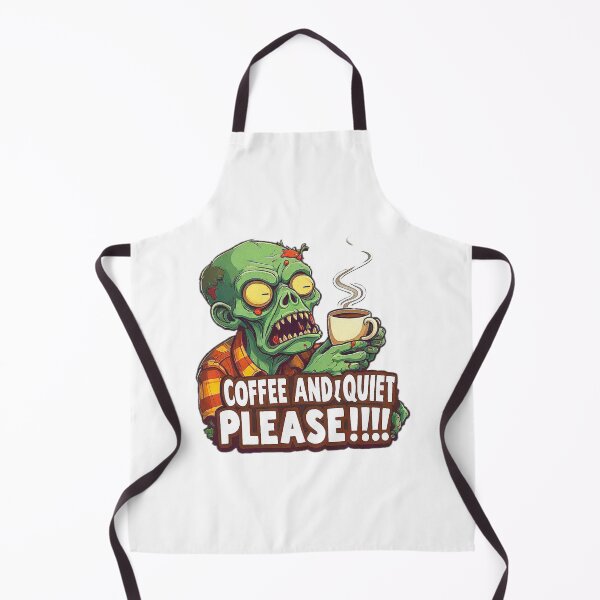 Item preview, A funny zombie with a cup of coffee and the big phrase COFFEE AND QUIET PLEASE!!!! designed and sold by Giulivo Store Graphic.