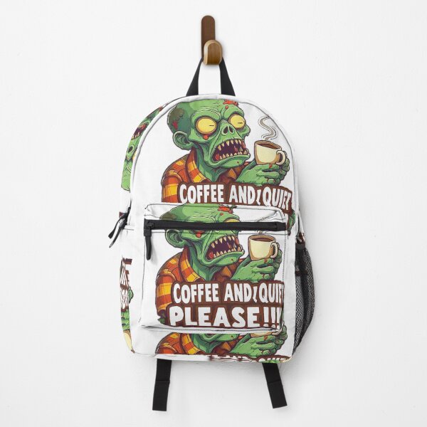 Item preview, A funny zombie with a cup of coffee and the big phrase COFFEE AND QUIET PLEASE!!!! designed and sold by Giulivo Store Graphic.