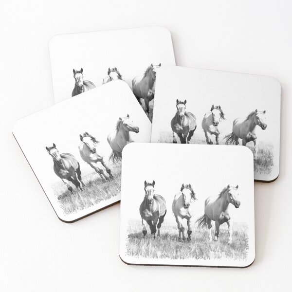 Item preview, Running Horses Trio – Black and White Western Photography Print designed and sold by inkoutninja.