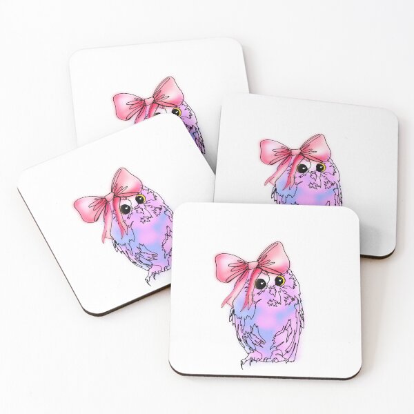 Item preview, Oscar the Purple Blue Owl Wearing pink Bow hat – animalzinhats designed and sold by Ashley’sAnimalz.