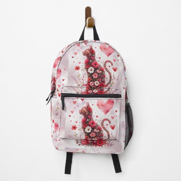 Item preview, Valentine Cat with Hearts and Flowers designed and sold by Eclectic Monkey.