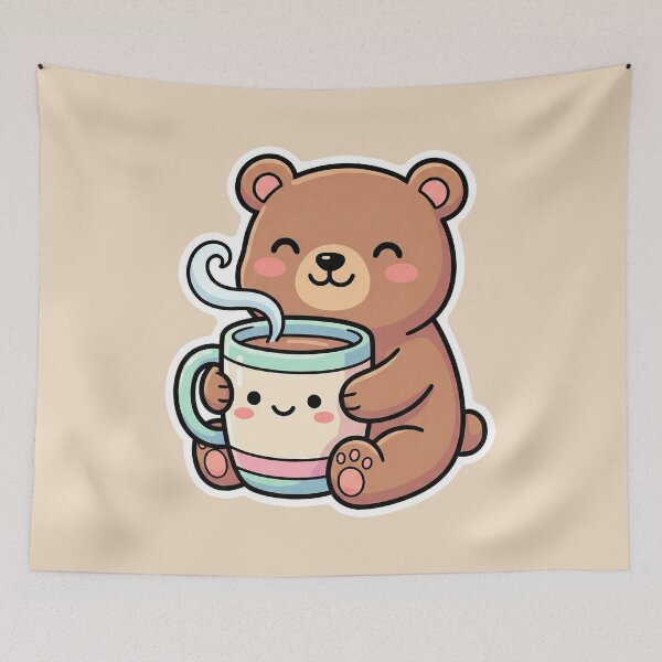 Item preview, Cute Kawaii Bear Hugging Hot Cocoa Mug  designed and sold by Indraokta22.