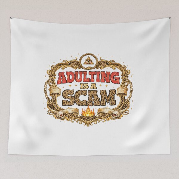 Item preview, Adulting Is a Scam – Funny Sarcastic Money Skull Design designed and sold by smilup.