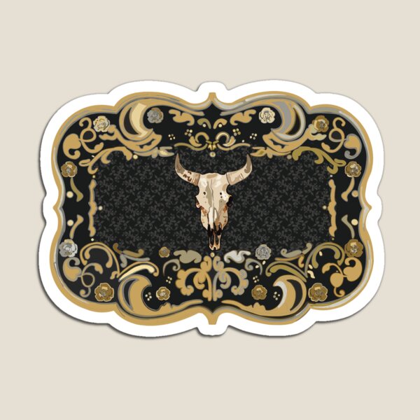 Item preview, Antique Gold Bull Skull Belt Buckle – Vintage Western Boho Cowboy designed and sold by Bedoya Illustrations .