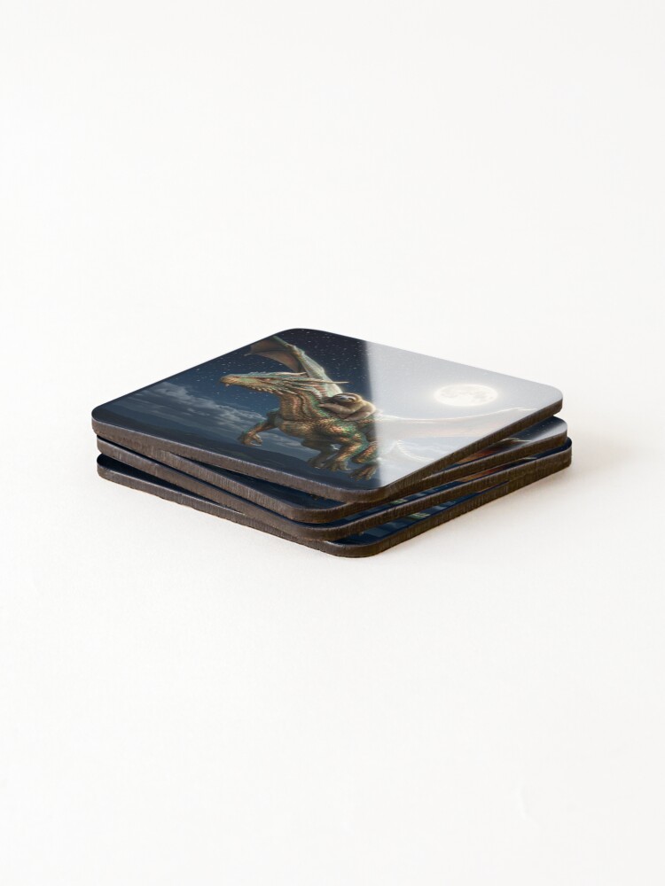 Thumbnail 4 of 5, Coasters (Set of 4), Sloth Dragon Rider designed and sold by Tridentulus.