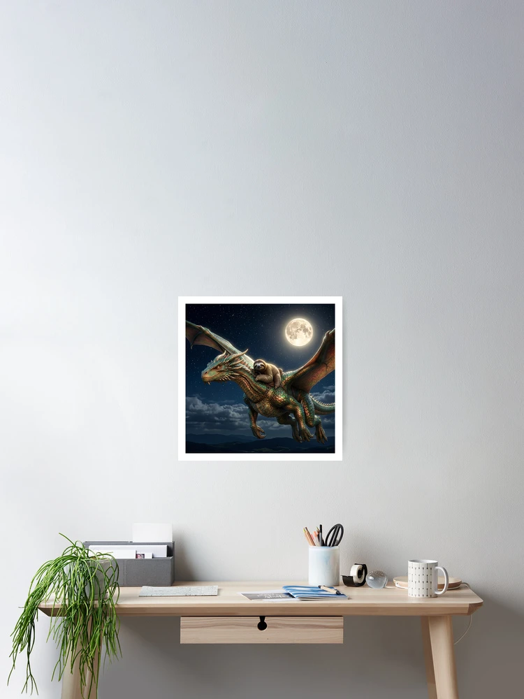 Thumbnail 2 of 3, Poster, Sloth Dragon Rider designed and sold by Tridentulus.