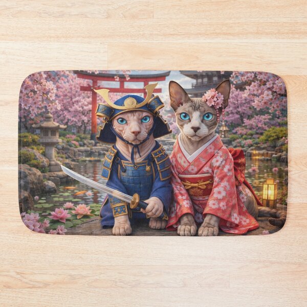 Item preview, Cats in Traditional Japanese Garden – Samurai and Kimono Fantasy Art Illustration designed and sold by TroyTheTerrific.
