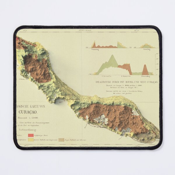 Item preview, 1888 Curaçao Shaded Relief Map 3D digitally rendered designed and sold by ThinkAboutMaps.