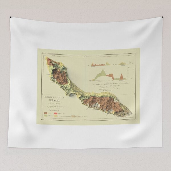 Item preview, 1888 Curaçao Shaded Relief Map 3D digitally rendered designed and sold by ThinkAboutMaps.