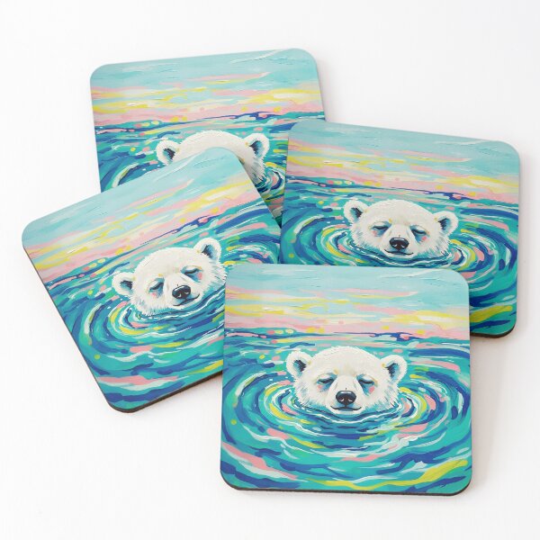Artikelvorschau, Polar Bear Swimming in Pastel Ocean Illustration entworfen und verkauft von Timegraf.
