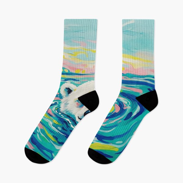 Artikelvorschau, Polar Bear Swimming in Pastel Ocean Illustration entworfen und verkauft von Timegraf.