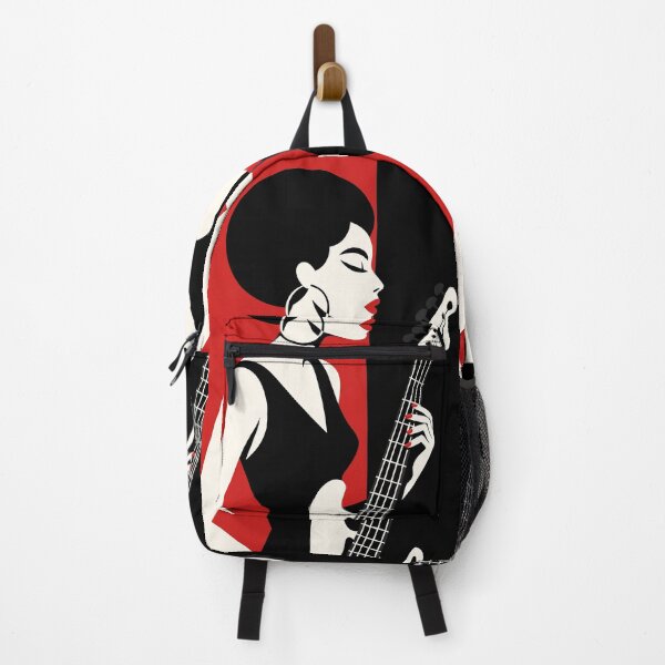 Item preview, Afro Woman Bass Player Illustration – Minimalist Black Woman Jazz Music Art designed and sold by Rhythm & Loom.