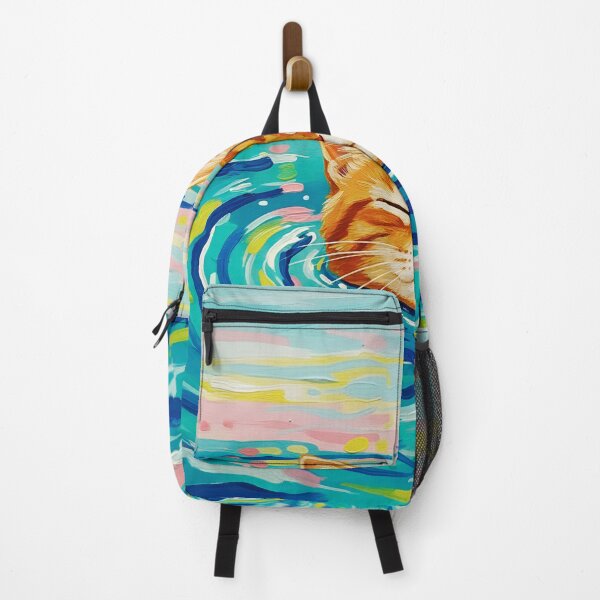 Item preview, Orange Cat Swimming in Pastel Ocean Illustration designed and sold by Timegraf.