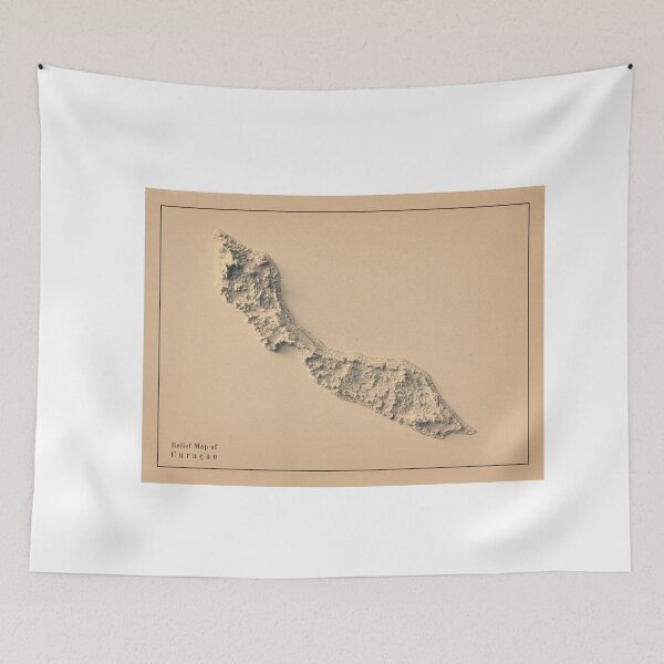 Item preview, Curaçao Shaded Relief Map 3D digitally rendered designed and sold by ThinkAboutMaps.
