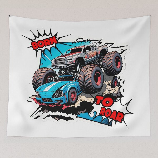 Item preview, Born to Road Monster Truck sticker, cute 80s comic book design, ideal as a gift for boyfriend or girlfriend. designed and sold by UrbanTRIP.
