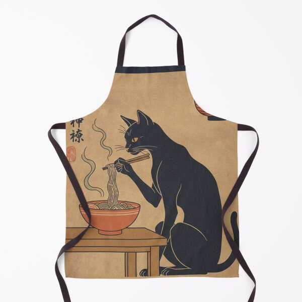 Item preview, Aesthetic Japanese Cat Eating Ramen - Vintage Ukiyo-e Style Neko Poster designed and sold by Mangartist07.