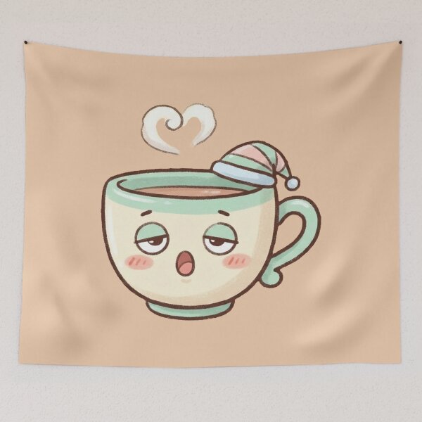Item preview, Kawaii Sleepy Coffee Mug with Sleeping Cap designed and sold by Indraokta22.