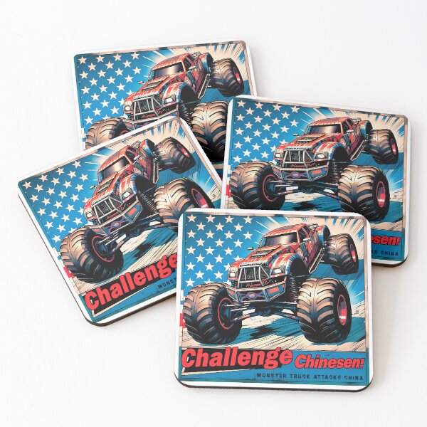 Item preview, Monster Truck sticker challenge China, cute 80s comic design, ideal as a gift for boyfriend or girlfriend. designed and sold by UrbanTRIP.
