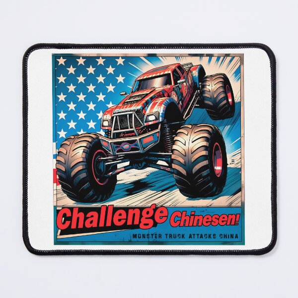 Item preview, Monster Truck sticker challenge China, cute 80s comic design, ideal as a gift for boyfriend or girlfriend. designed and sold by UrbanTRIP.