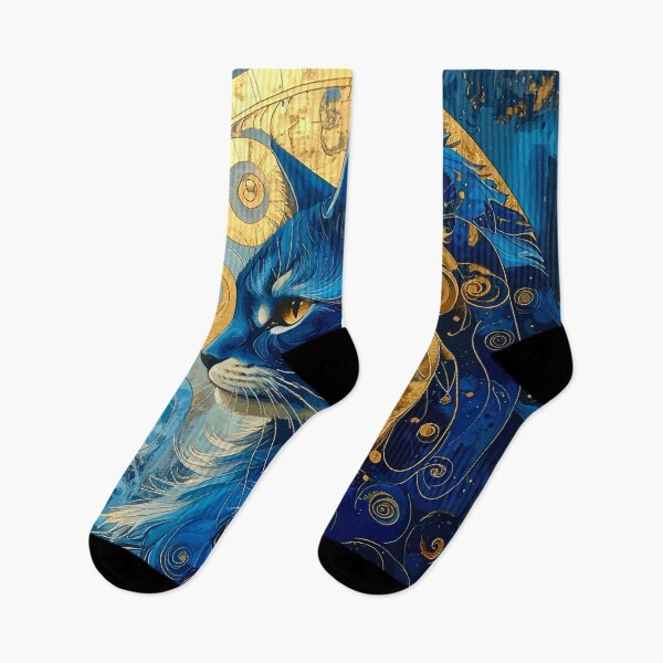 Item preview, Klimt Cat in Blue and Gold designed and sold by Vicky Brago-Mitchell®.