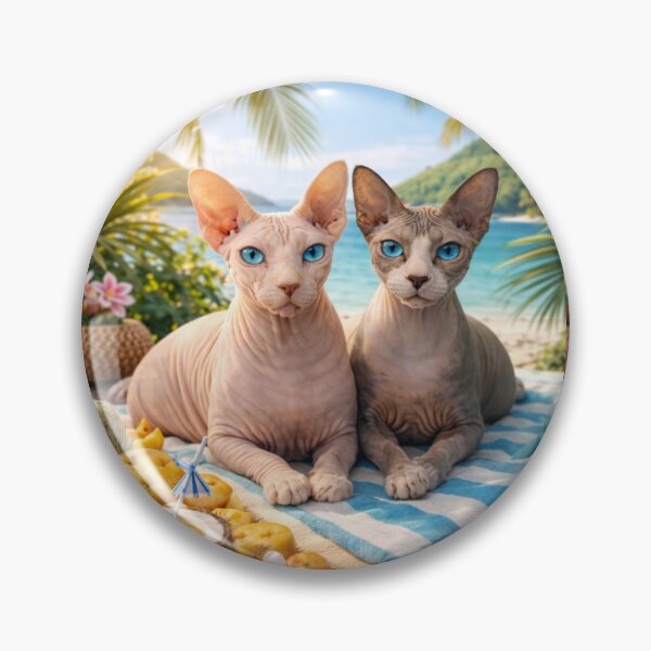 Item preview, Two Cats Relaxing on Tropical Beach – Peaceful Coastal Fantasy Art Illustration designed and sold by TroyTheTerrific.