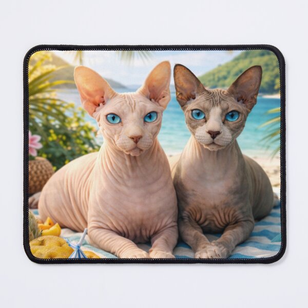 Item preview, Two Cats Relaxing on Tropical Beach – Peaceful Coastal Fantasy Art Illustration designed and sold by TroyTheTerrific.