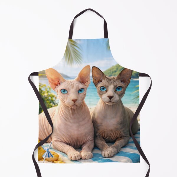 Item preview, Two Cats Relaxing on Tropical Beach – Peaceful Coastal Fantasy Art Illustration designed and sold by TroyTheTerrific.