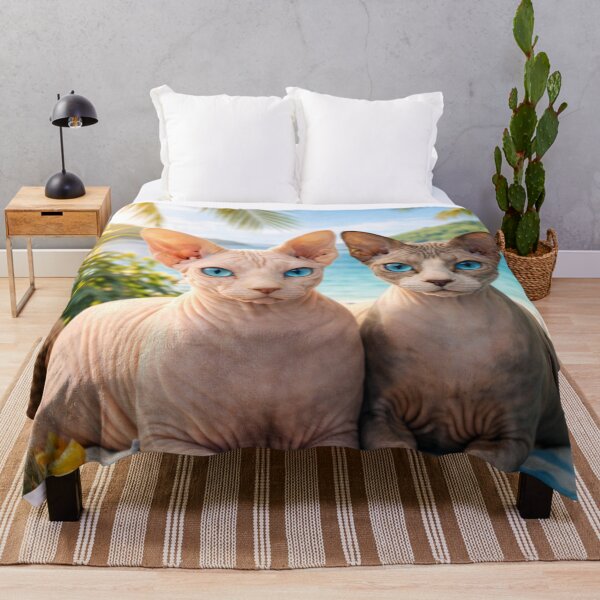 Item preview, Two Cats Relaxing on Tropical Beach – Peaceful Coastal Fantasy Art Illustration designed and sold by TroyTheTerrific.