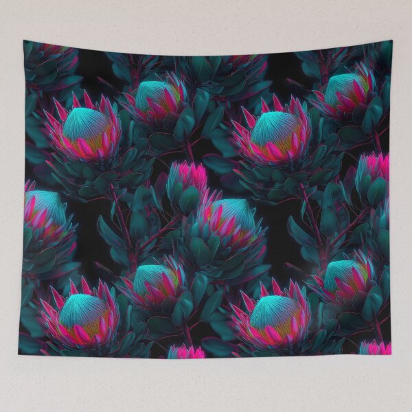 Item preview, King Protea Exotic Flower Dark Pattern designed and sold by ConcienciaEco.
