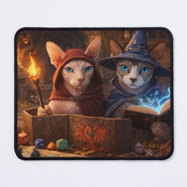 Item preview, Fantasy Cats Playing Tabletop Roleplaying Game – Wizard Dungeon Art Illustration designed and sold by TroyTheTerrific.