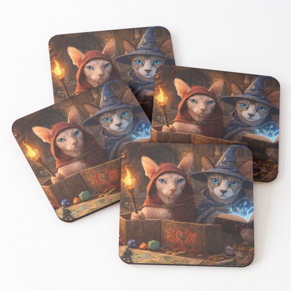Item preview, Fantasy Cats Playing Tabletop Roleplaying Game – Wizard Dungeon Art Illustration designed and sold by TroyTheTerrific.
