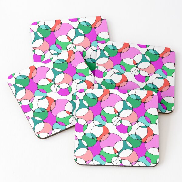 Item preview, Neurographic Joy Abstract Overlapping Shapes Magenta Peach Green Red designed and sold by thecolorbirdie.