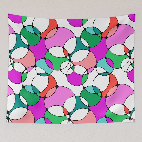 Item preview, Neurographic Joy Abstract Overlapping Shapes Magenta Peach Green Red designed and sold by thecolorbirdie.