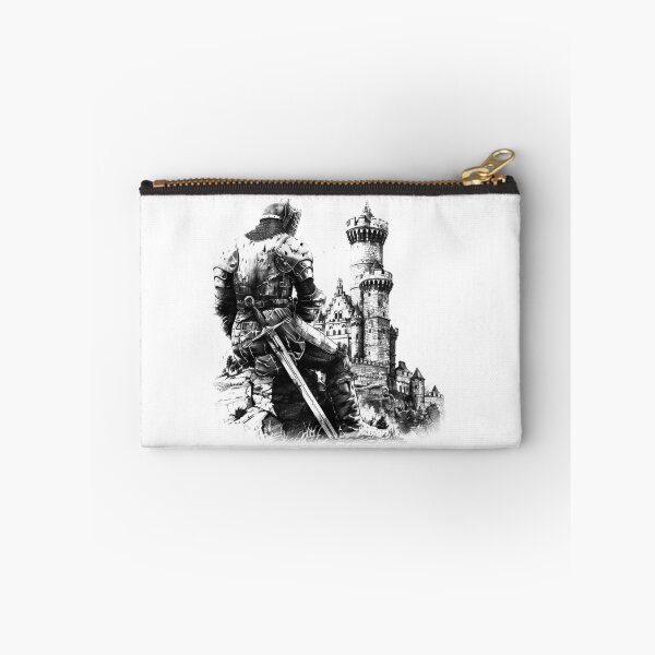 Item preview, Resting Knight Before Castle – Black and White Medieval Fantasy Art designed and sold by inkoutninja.