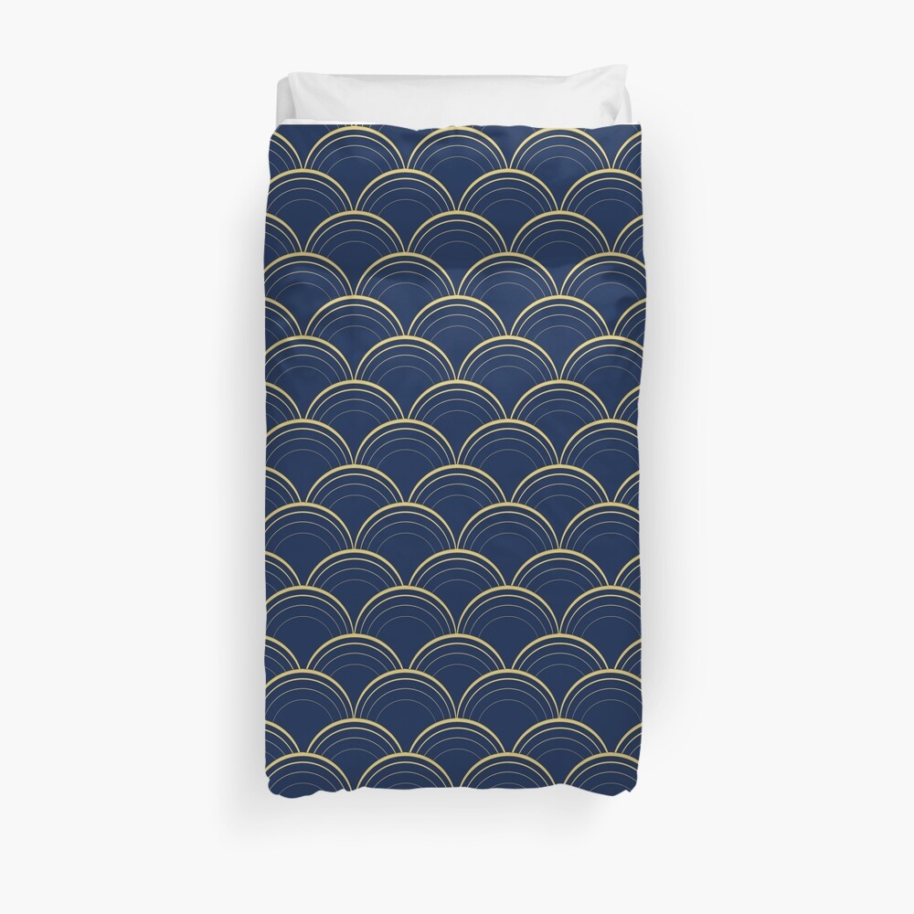 Blue and Gold Scales Duvet Cover