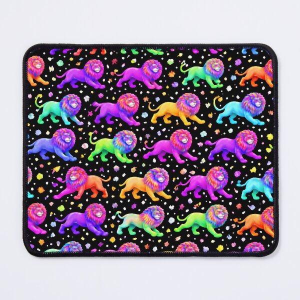 Artikelvorschau, Neonfarbene Regenbogenlöwen-Musterkunst entworfen und verkauft von Trove Designs.