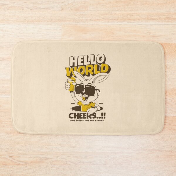 Item preview, Hello World Cheers Beer Bunny Illustration – Funny Rabbit Drinking Beer Graphic Design designed and sold by adipra.