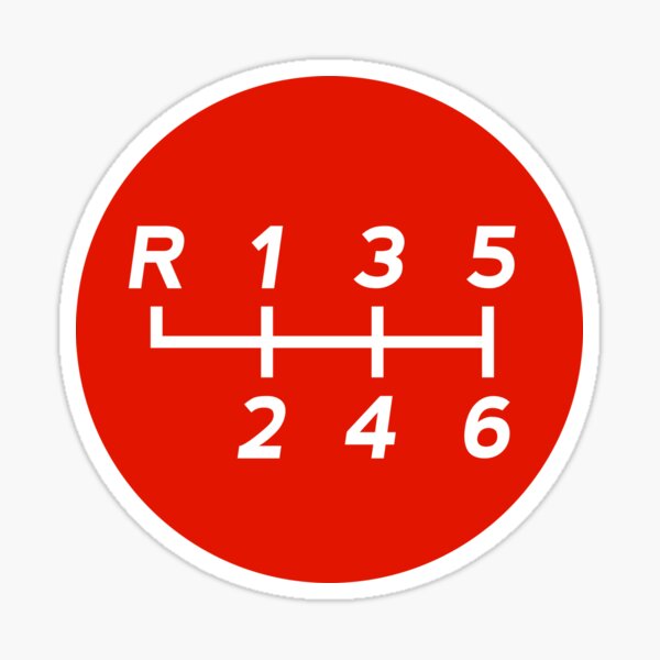 Red Manual Transmission Shift Pattern 1 Sticker