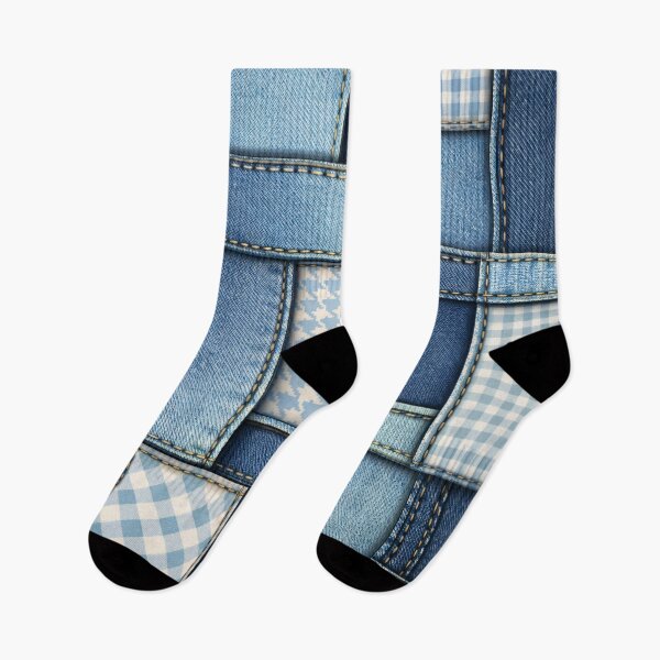 Item preview, Denim Patchwork Pattern designed and sold by Kaleidoscope Print.