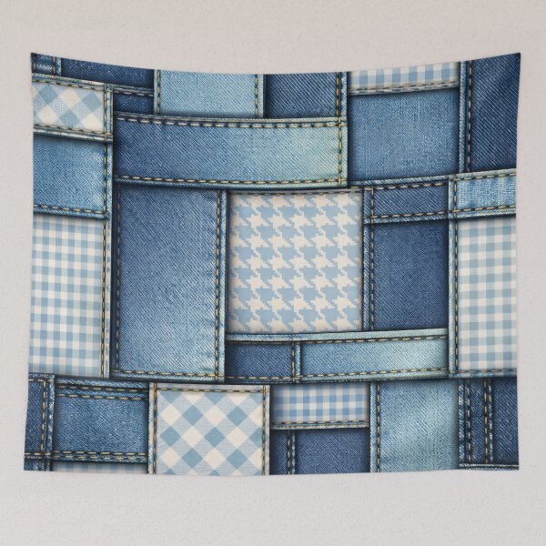 Item preview, Denim Patchwork Pattern designed and sold by Kaleidoscope Print.