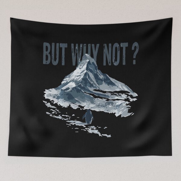 Item preview, But Why Not Mountains Nihilist Penguin Trendy Meme designed and sold by redderkunziee.