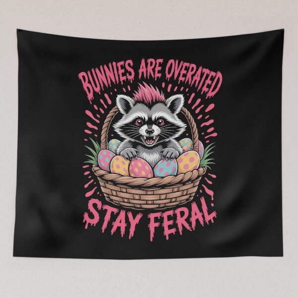 Item preview, Bunnies Are Overrated Stay Feral Easter Day Raccoon Grunge designed and sold by YaulTape.