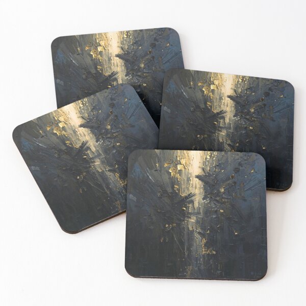 Item preview, Gilded Shadows: Modern Abstract Heavy Impasto Gold Leaf and Obsidian Art designed and sold by Cozyartsss.