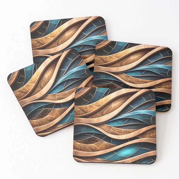Item preview, Teal Copper Wave Layers designed and sold by Kaleidoscope Print.