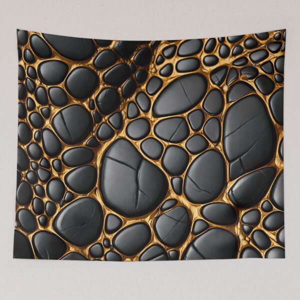 Item preview, Black Pebbles Gold Veins designed and sold by Kaleidoscope Print.