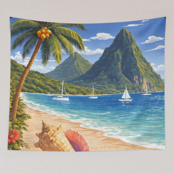 Item preview, St Lucia Pitons Majestically Twin Volcanic Spires designed and sold by scicilysimonee.